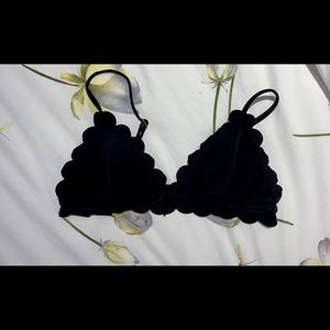 (2 for $22) Black scalloped bikini top